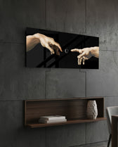 Loading Connection Reaching Hands Glass Wall Art (36"x14")
