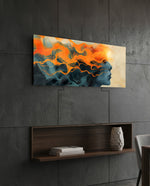 Orange Flame Hair Woman Profile Glass Wall Art (36"x14")