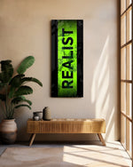 Green Grunge Realist Typography Glass Wall Art (36"x14")