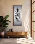 Geometric Hand and Chess King Glass Wall Art (36"x14")
