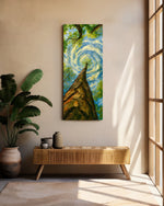 Swirling Sky Treetop Glass Wall Art (36"x14")