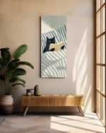 Black Cat Reading in Bed Glass Wall Art (36"x14")