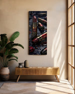 Crimson Lipstick and Bullets Glass Wall Art (36"x14")