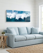 Crashing Blue Ocean Wave Glass Wall Art (36"x14")