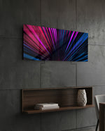 Neon Pink & Blue Palm Leaf Glass Wall Art (36"x14")