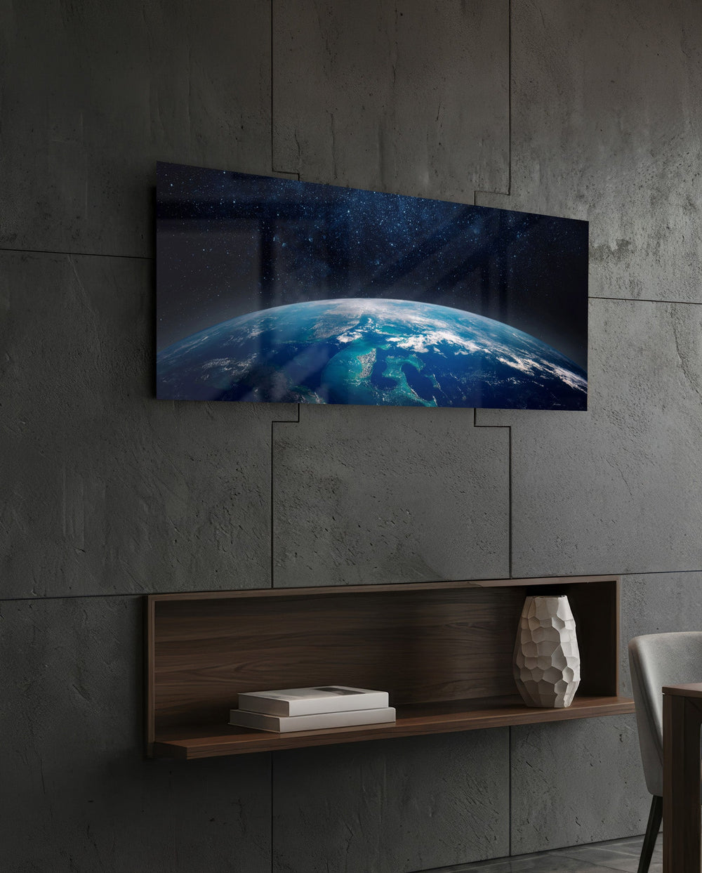 Planet Earth From Space Glass Wall Art (36"x14")
