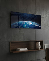 Planet Earth From Space Glass Wall Art (36"x14")