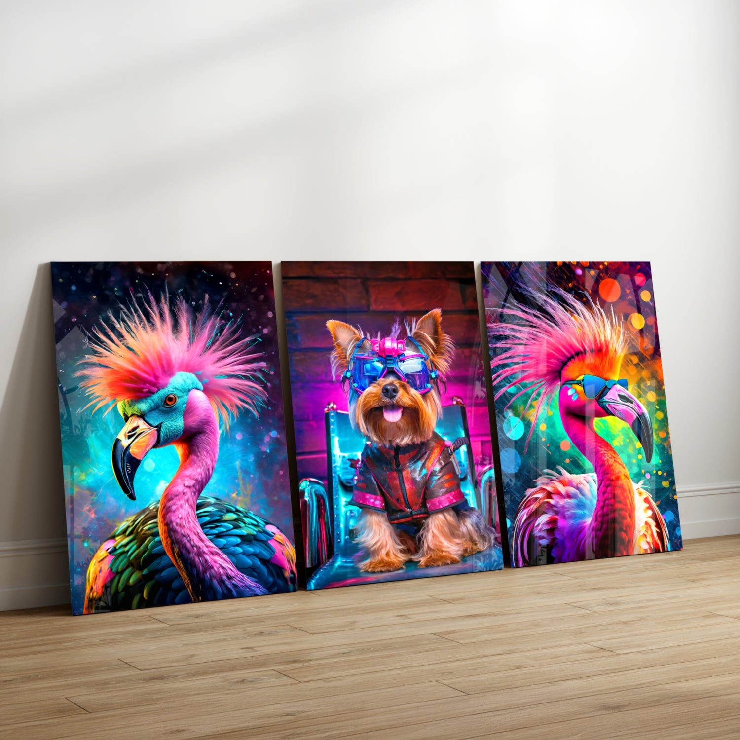 Neon Animals Glass Wall Art Bundle.