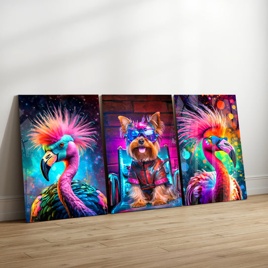 Neon Animals Glass Wall Art Bundle.