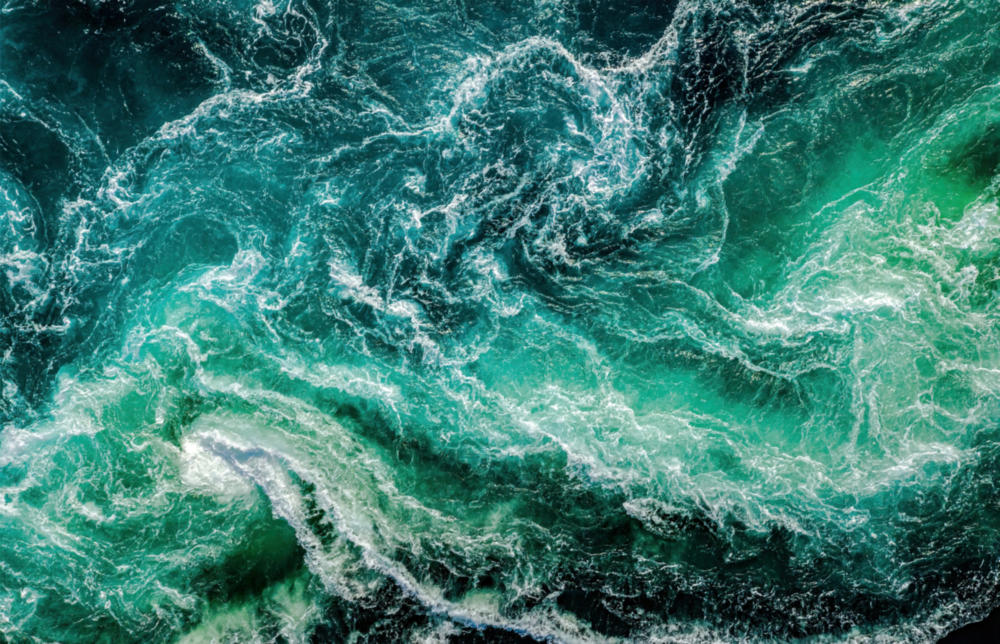 Green Waves Glass Wall Art