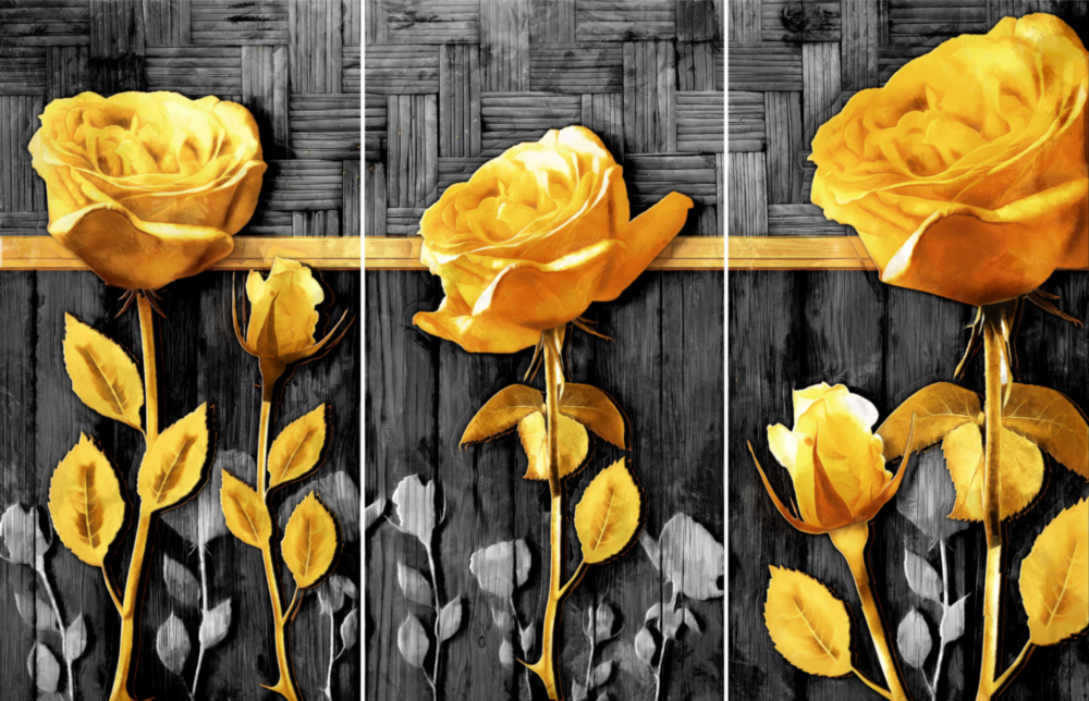 Yellow Rose Glass Wall Art