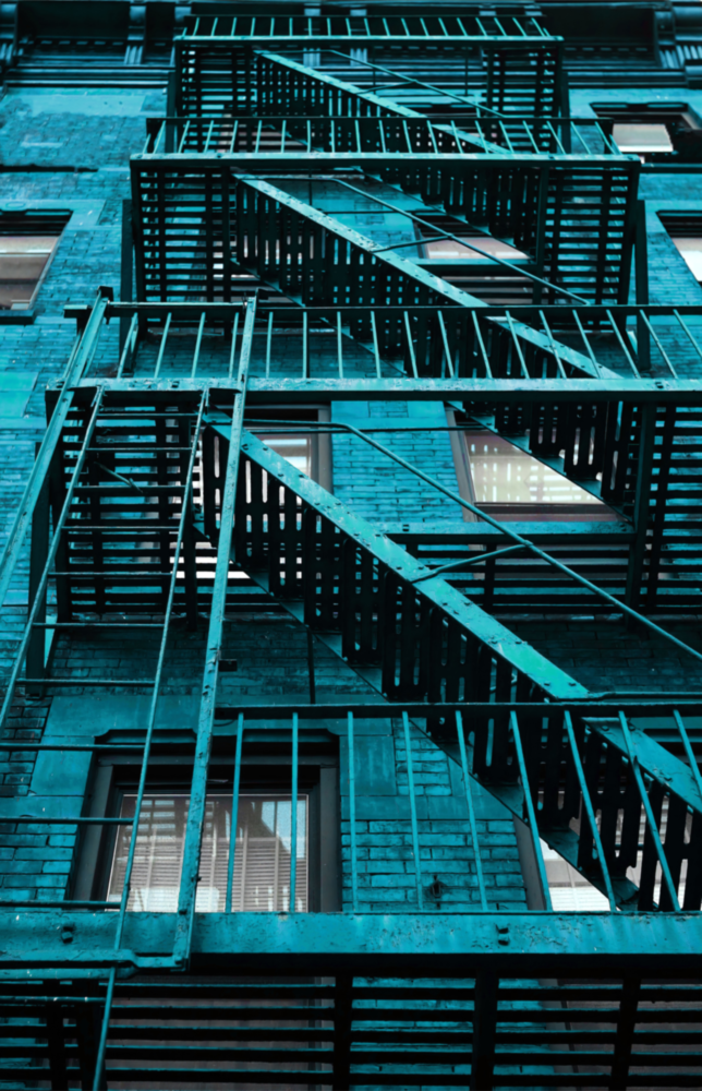 Blue Stairs Glass Wall Art