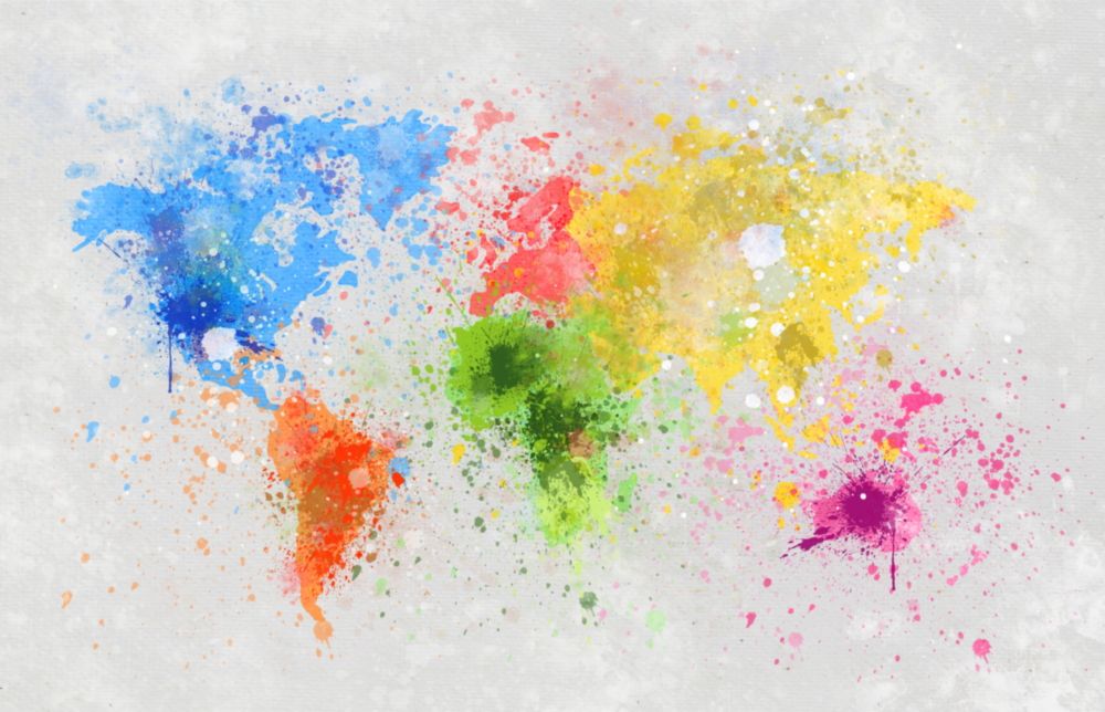 Map of Colors Glass Wall Art