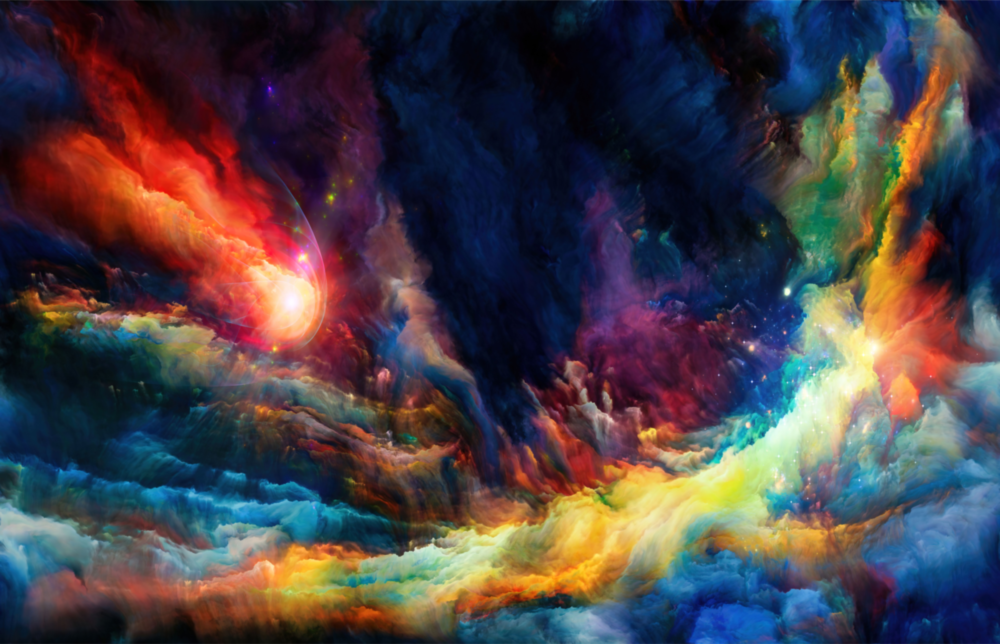 Colorful Space Glass Wall Art