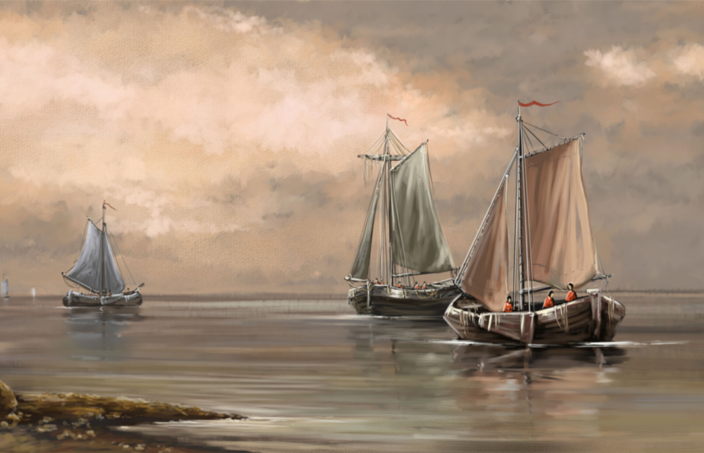 Sailboats Glass Wall Art