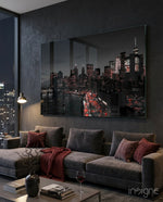Gotham City Glass Wall Art - Lifestyle preview in a designer interior