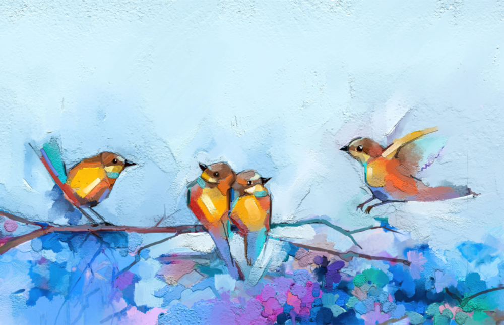 Tiny Birds Glass Wall Art