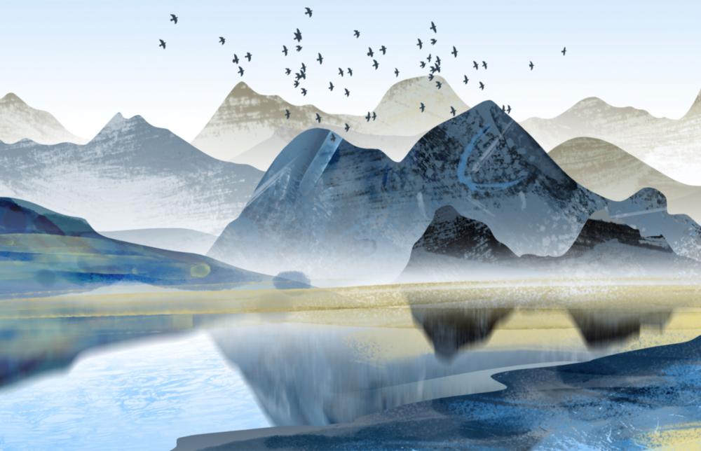 Mountains Glass Wall Art