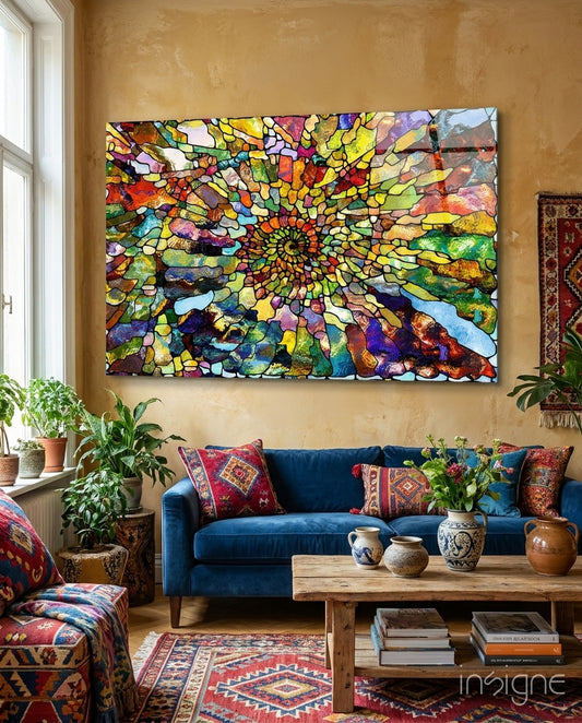 Colorful Mosaic Glass Art - Lifestyle preview in a designer interior