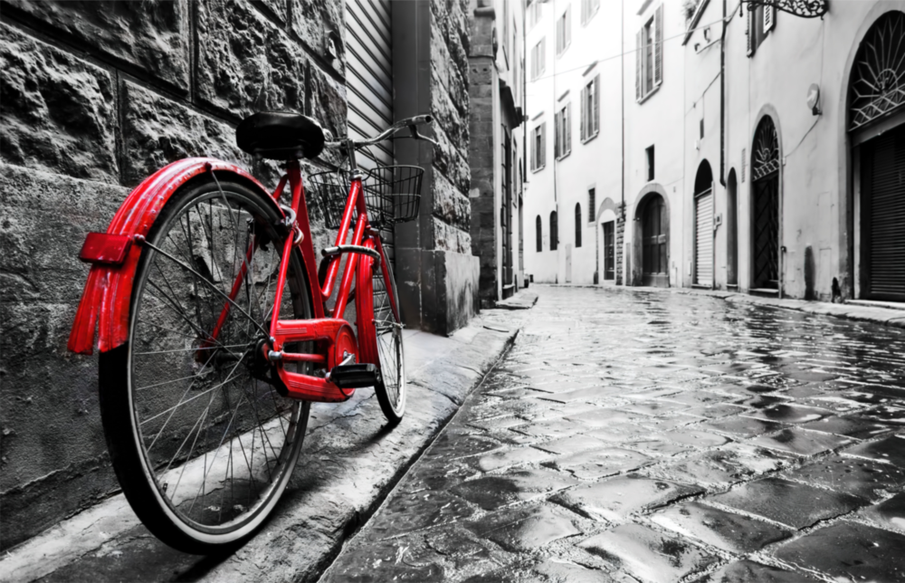 Street and Bicycle Glass Art