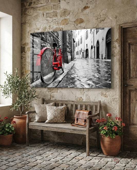 Street and Bicycle Glass Art - Lifestyle preview in a designer interior