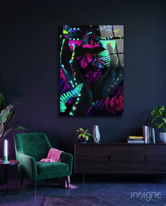 Neon Glances Glass Art - Lifestyle preview in a designer interior