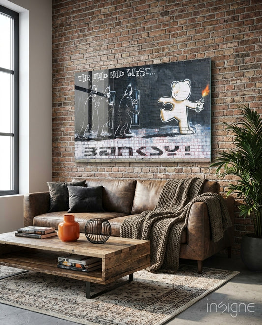 Bear's Resistance Glass Art - Lifestyle preview in a designer interior