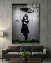 Escape from the Rain Glass Art - Lifestyle preview in a designer interior