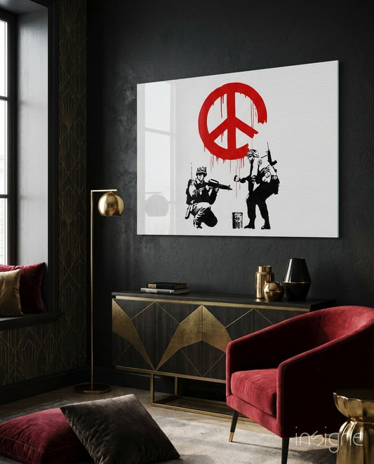 War for Peace Glass Art - Lifestyle preview in a designer interior