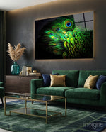 Peacock Glass Art - Lifestyle preview in a designer interior