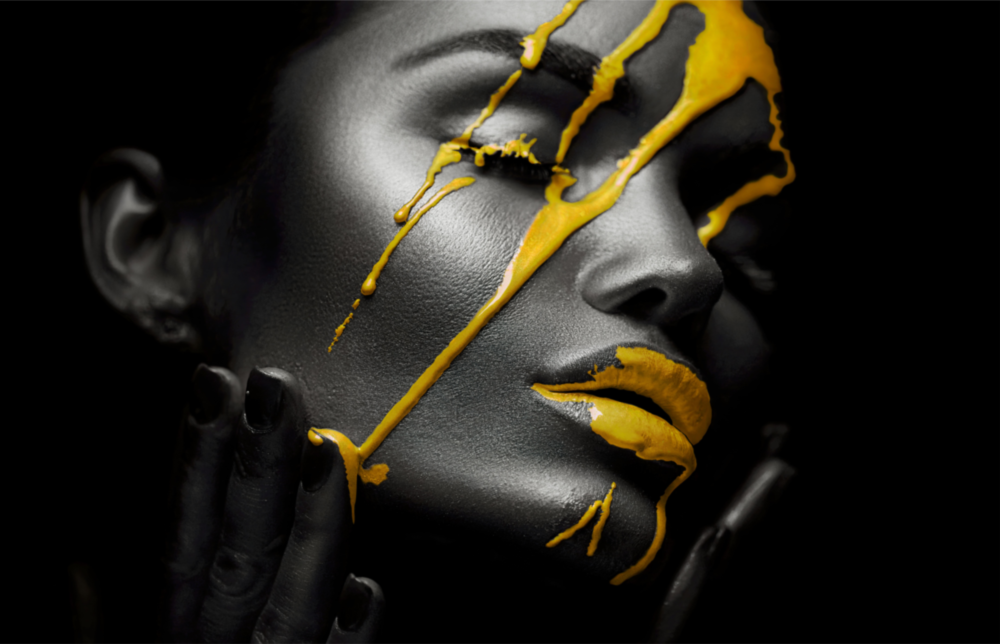 Yellow Paint Glass Art