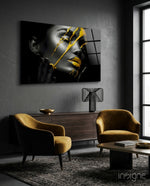 Yellow Paint Glass Art - Lifestyle preview in a designer interior