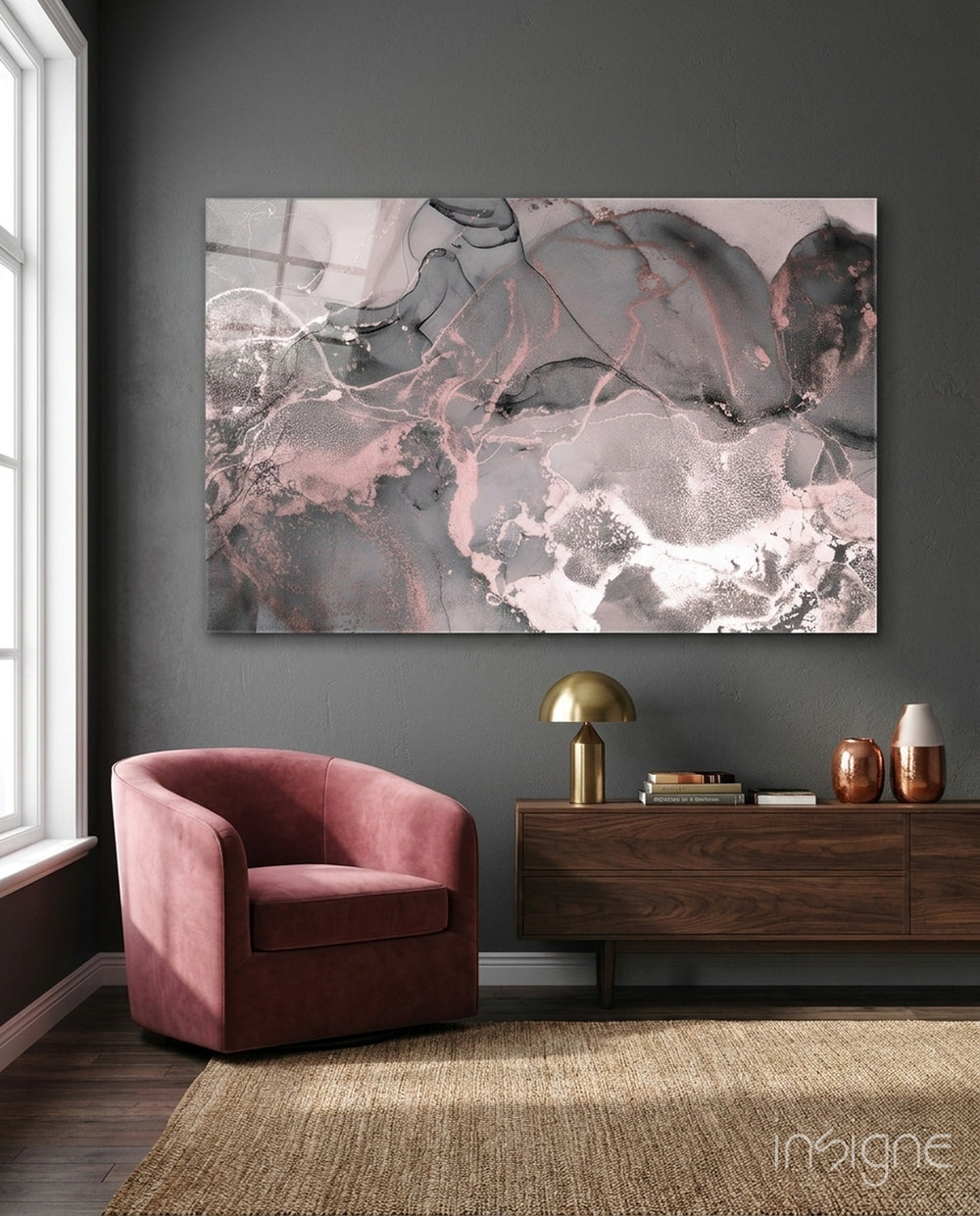 Sweet Pink Glass Art - Lifestyle preview in a designer interior