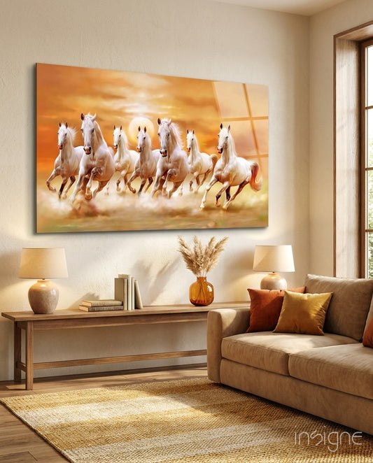 Running Horses Glass Art - Lifestyle preview in a designer interior