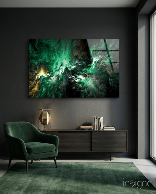 Green Space Glass Art - Lifestyle preview in a designer interior