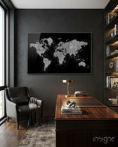 World Map Glass Art - Lifestyle preview in a designer interior