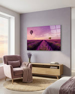 Lavender and Balloon Glass Art - Lifestyle preview in a designer interior