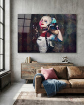 Harley Quinn Glass Art - Lifestyle preview in a designer interior