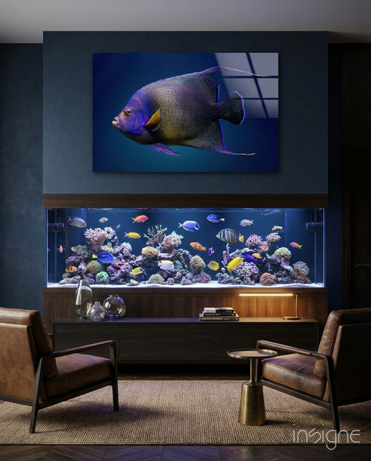 Queen Angelfish Glass Art - Lifestyle preview in a designer interior