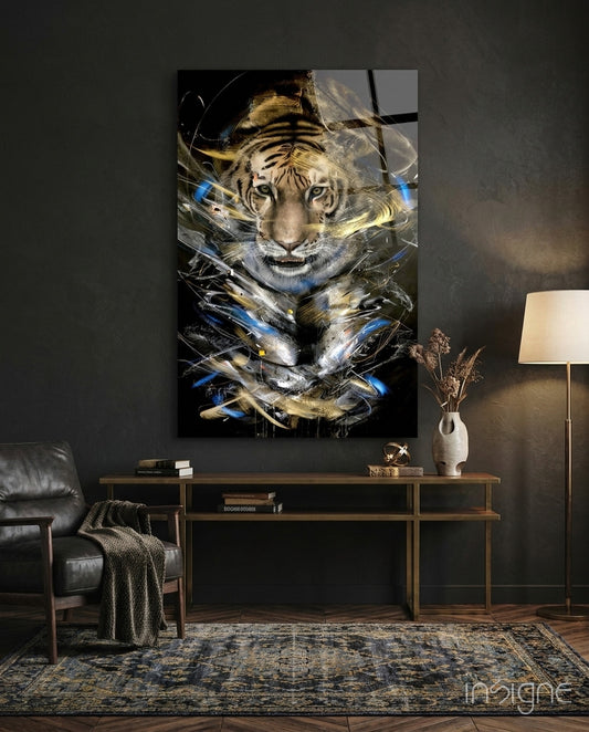 Tiger Glass Art - Lifestyle preview in a designer interior