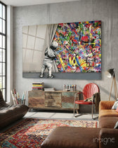 Behind the Curtain Glass Art - Lifestyle preview in a designer interior
