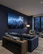 Imposing Mountains Glass Art - Lifestyle preview in a designer interior