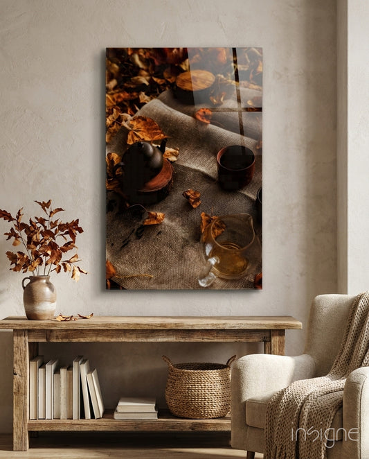 Autumn Picnic Glass Art - Lifestyle preview in a designer interior