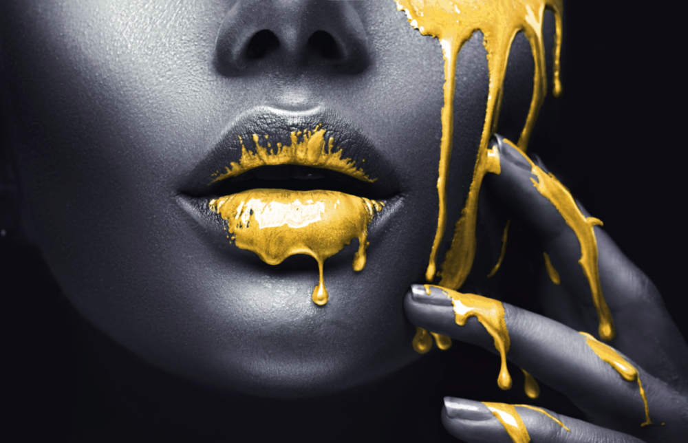 Yellow Lips Glass Wall Art