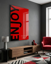 Enjoy The Little Things Glass Wall Art - Lifestyle preview in a designer interior