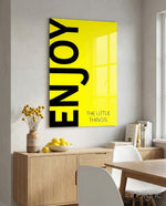 Enjoy The Little Things Glass Wall Art - Lifestyle preview in a designer interior