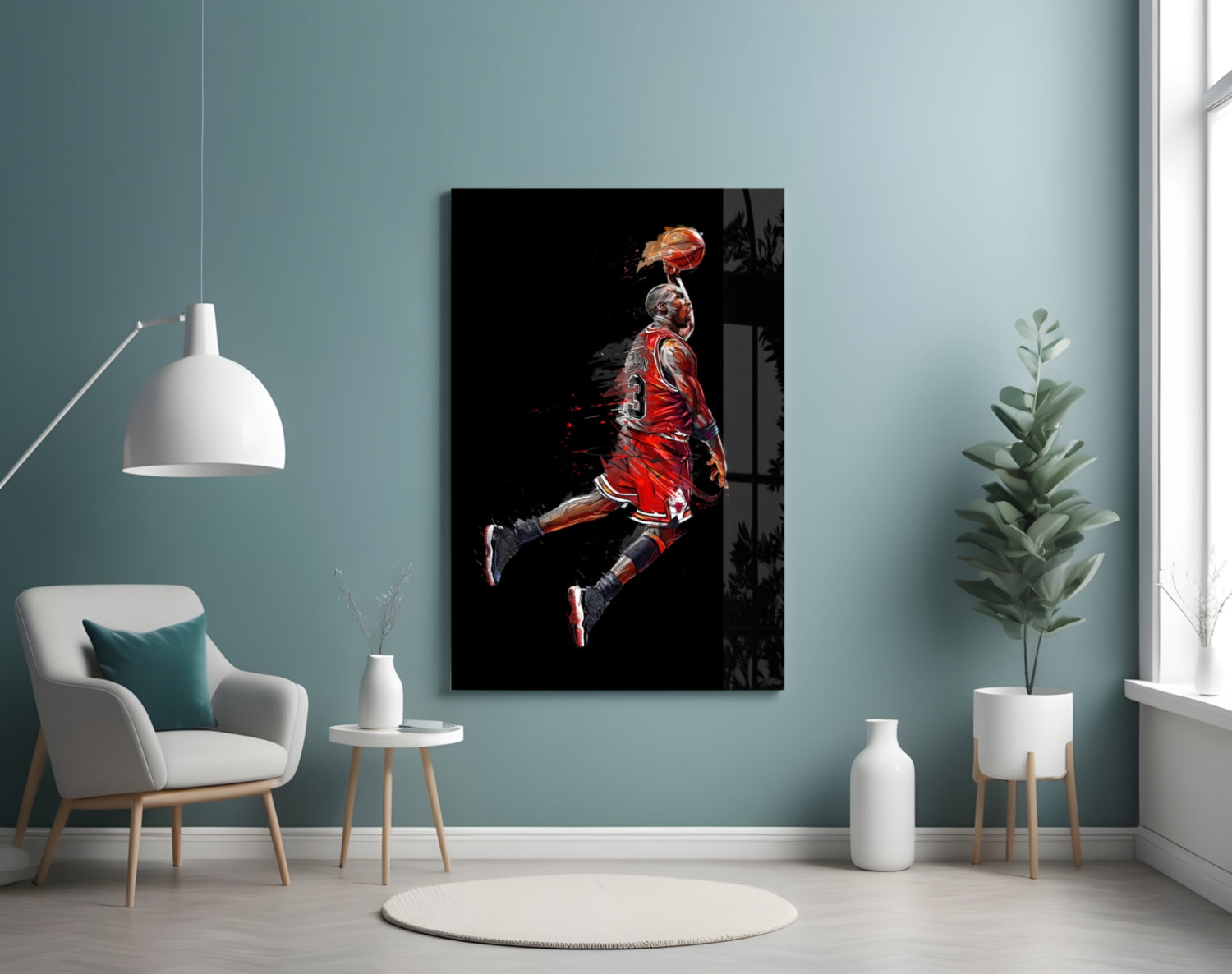 Michael Jordan Glass Wall Art.