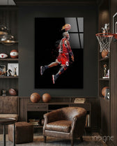 Michael Jordan Glass Wall Art - Lifestyle preview in a designer interior