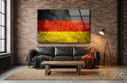 Flag of Germany Glass Wall Art - Lifestyle preview in a designer interior