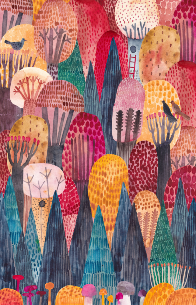 Colorful Trees Glass Wall Art